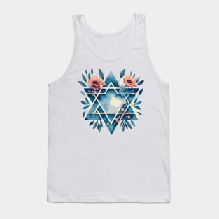 Israeli flag watercolor with flowers Tank Top